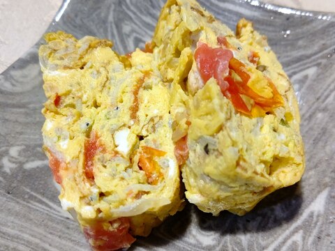 釜揚げシラスとミニトマトの洋風卵焼き